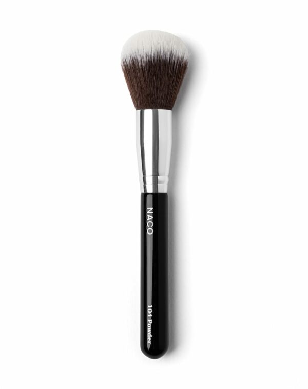 Πινέλο για πούδρα μακιγιάζ Naco Powder Brush απο οικολογική vegan τρίχα με ξυλινο εργονομικό γυαλιστερό βραχίονα